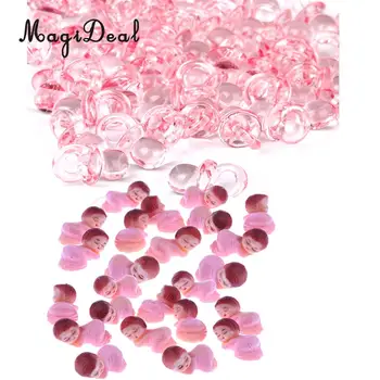 

24pcs Mini Sleeping Baby Figures 50pcs Mini Pacifier Charms Baby Shower Gift Bag Fillers Christenings Party Table Decorations