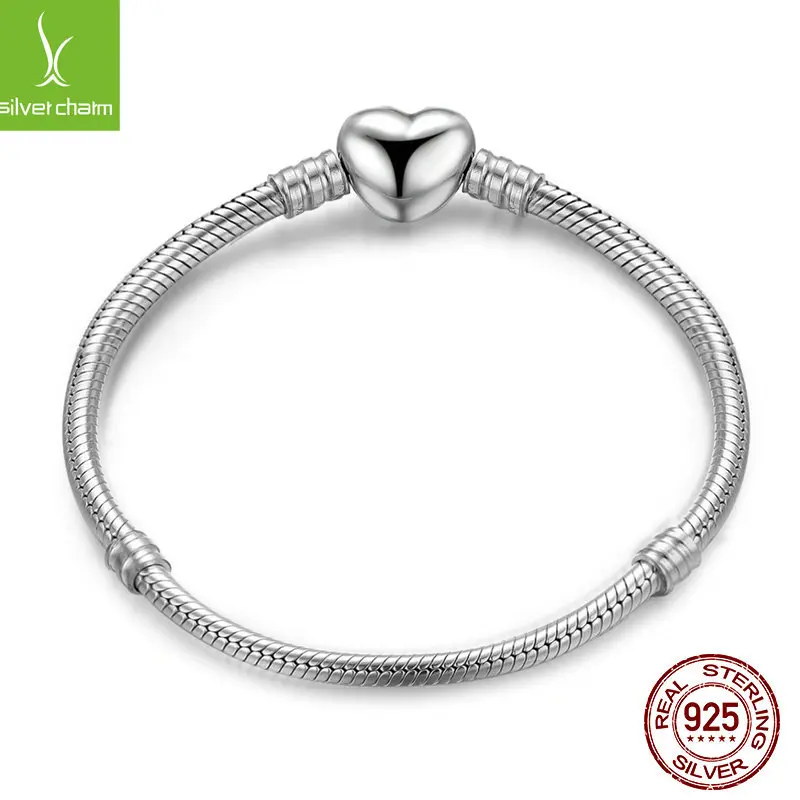 

Memnon Authentic 925 Sterling Silver Snake Chain Moments Heart Bracelets Bangles fit charms DIY for women Luxury Silver Jewelry
