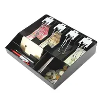 8 сеток, увеличивающая рост, черный пластиковый ящик для хранения монет, денег, банкнот, лоток для денег, органайзер с 4 съемными металлическими зажимами