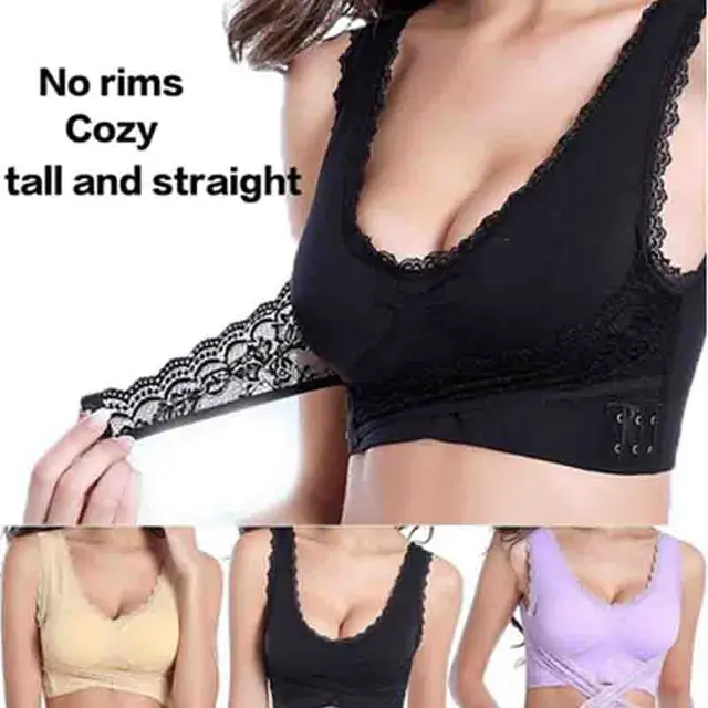 Jaswell Women Lace Bra Breathable Seamless Top Tank Underwear Front