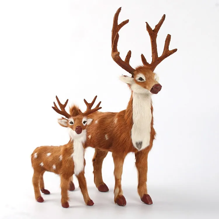 Моделирование sika Олень Игрушка натуральный мех олень жесткая модель украшения дома Рождественский подарок h1203