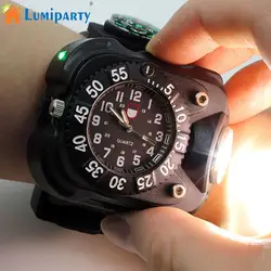 3 в 1 светодиодный наручные часы флэш-светильник фонарь светильник USB перезаряжаемая модель на запястье Тактические Водонепроницаемые