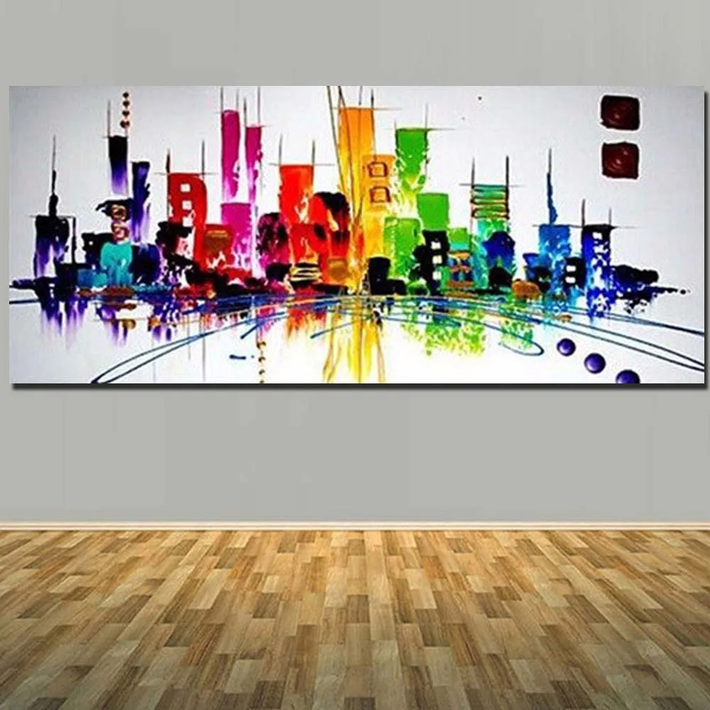 

Hand Painted NewYork oil painting on Canvas Modern Abstract Colorful City Pictures Wall Painting For Living Room Home Wall Decor