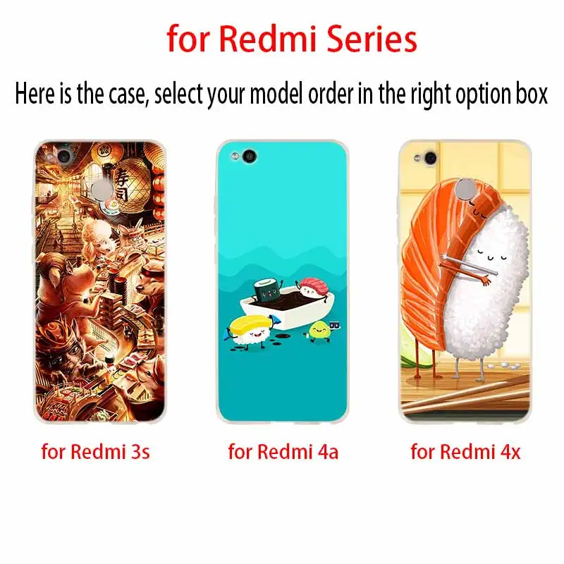 Мягкий силиконовый чехол для Xiaomi Redmi 9a 8a 7a 6a Note 9 8 7 6 5 Pro 9s 8t суши еды|Бамперы| |