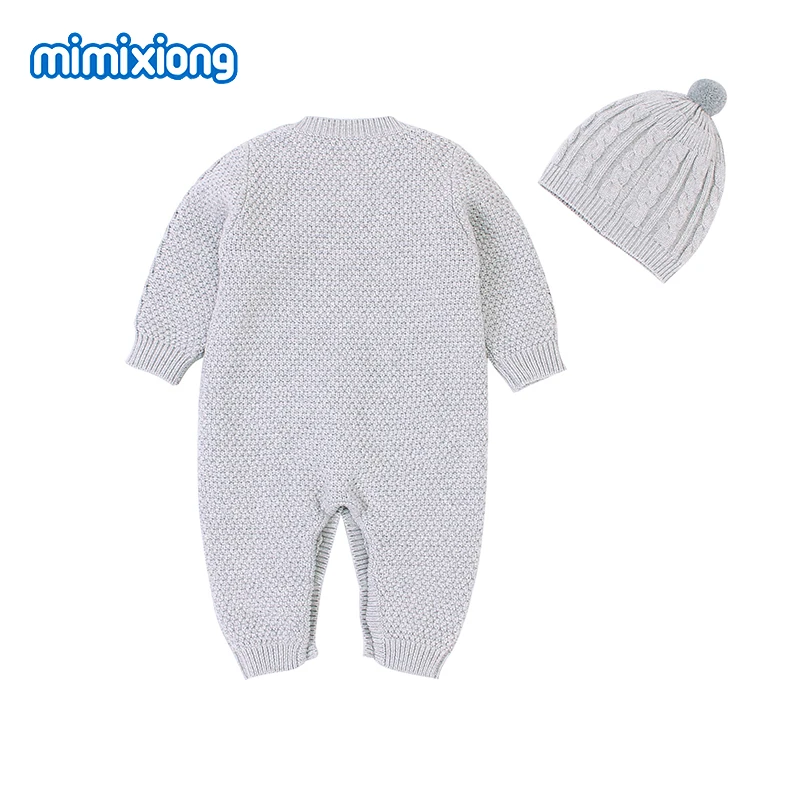 Baby Girl Rompers Casual Grey Long Sleeve Newborn Boy Jumpsuits Outfits Cable Knitted Toddler Cotton Overall Infant Kids Clothes