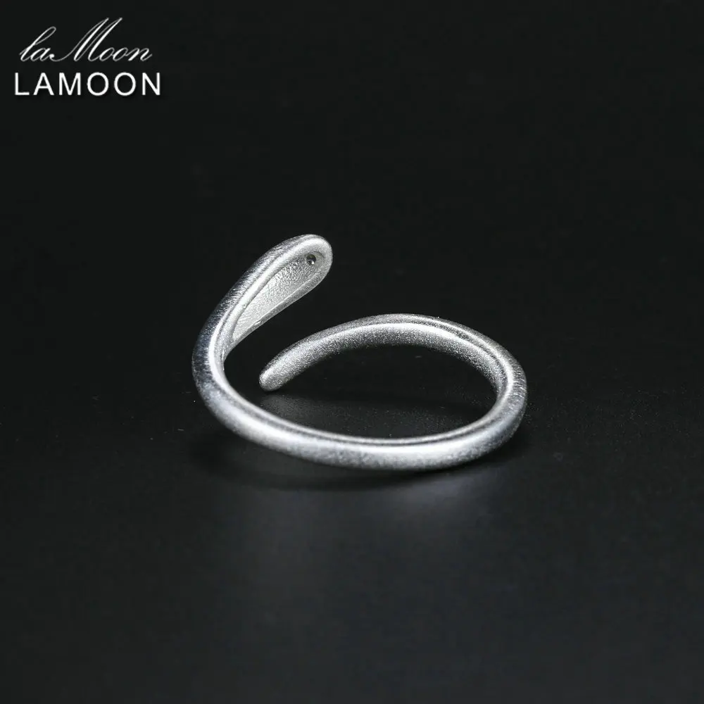 LAMOON Wiredrawing Snake 100% 925-Sterling-Silver Rings Open Design S925 Fine Jewelry For Women Cocktail Party LMRY050