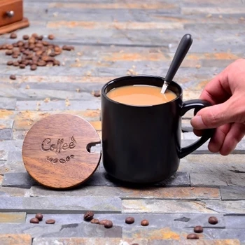 

Drinkwaer Ceramic mug with cover glass simple personality creative coffee cup office household drinking cups Free shipping