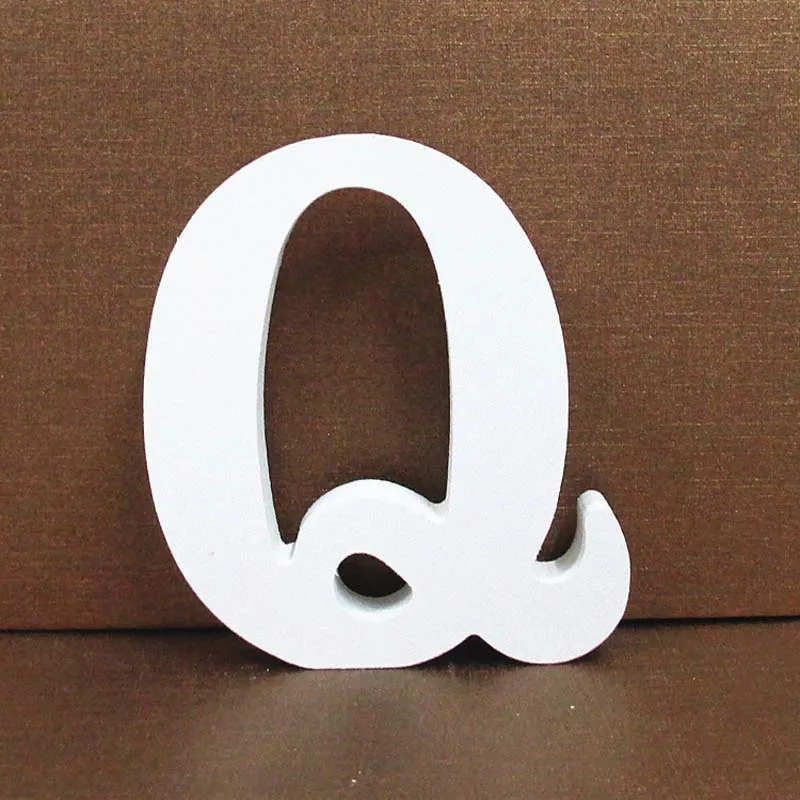 1pc 8cm 0-9 A-Z Free Standing White Wooden Numbers Letters Personalised Word Name Design Creative Art Craft Wedding Home Decor - Цвет: Q