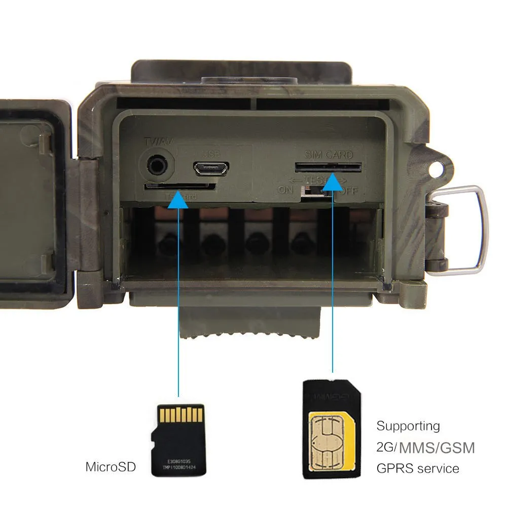 Камера наблюдения со скрытой охотой фотоловушки MMS через GSM GPRS 2,0 дюймов ЖК-дисплей с 32 Гб памятью беспроводной пульт дистанционного управления