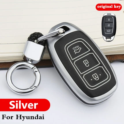 Ключевой чехол светящийся чехол для hyundai i30 Ix35 Solaris Azera Elantra величие Ig акцент SantaFe аксессуары - Название цвета: For Hyundai silver