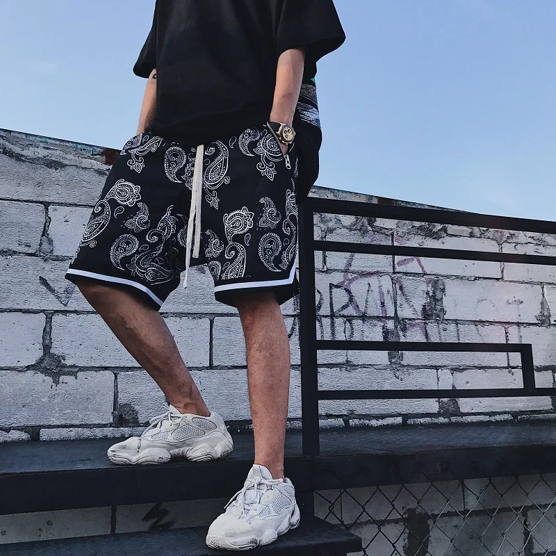 Tide бренд кешью цветок хип хоп пара шорты мужские до колен брюки свободные спортивные короткие пляжные шорты ins