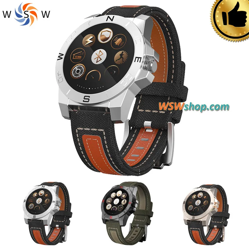 

2016 New Bluetooth Smart Watch Sports Smart Watches Metal Case Canvas Strap Support SIM Card MultiFunction For Iphone Android