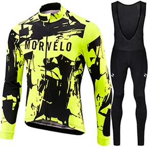 Morvelo комплект велосипедной одежды с длинными рукавами Pro team Jersey мужской костюм дышащий для занятий спортом на улице одежда велосипед MTB Одежда 9D pad - Цвет: SET  H