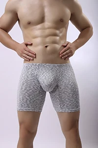 Men's Long Leg Solid Sport Fashion Soft Casual Boxer Underwear man shorts 06