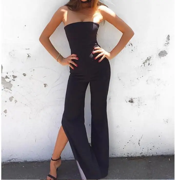 

Women Strapless Jumpsuit Sexy Loose Wide Leg Pants Summer Ladies Elegant Slim Bodysuit Top Rompers fashion clothing