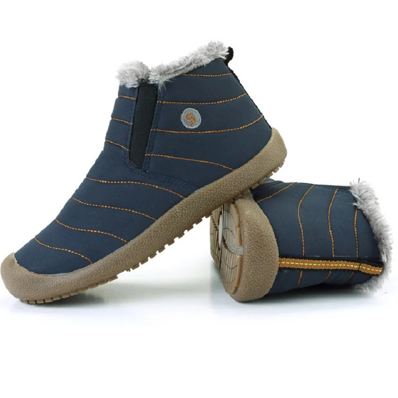 

Fashion Men Winter Ankle Boots Cotton Inside Antiskid Bottom Snow Boots Waterproof Slip On Men Shoes Zapatos Hombre