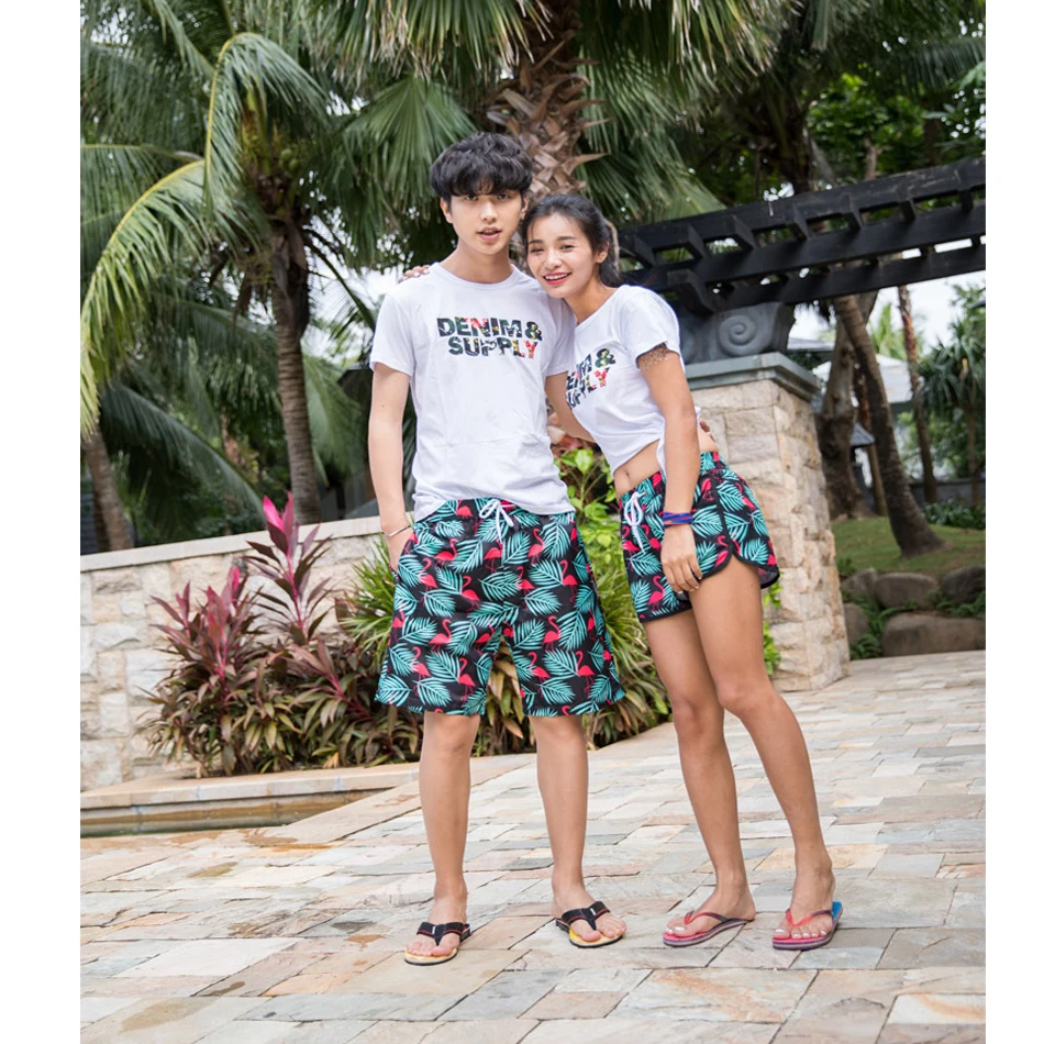 

Couple Beach Shorts Fast Dry Swimwear Mens Women Swim Surfing Board Sweatpants Bermuda Swim Suit Lover Plus Size Swimming Trunks