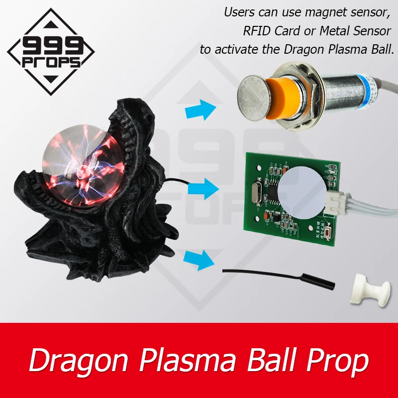 999PROPS Dragon Plasma Ball Prop escape room supplier touching ball for certain time to unlock several trigger methods supplier