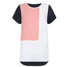 2017 New summer Casual Women Patchwork Chiffon Summer Geometric T Shirt Loose Long Sweep Plus Size 6XL