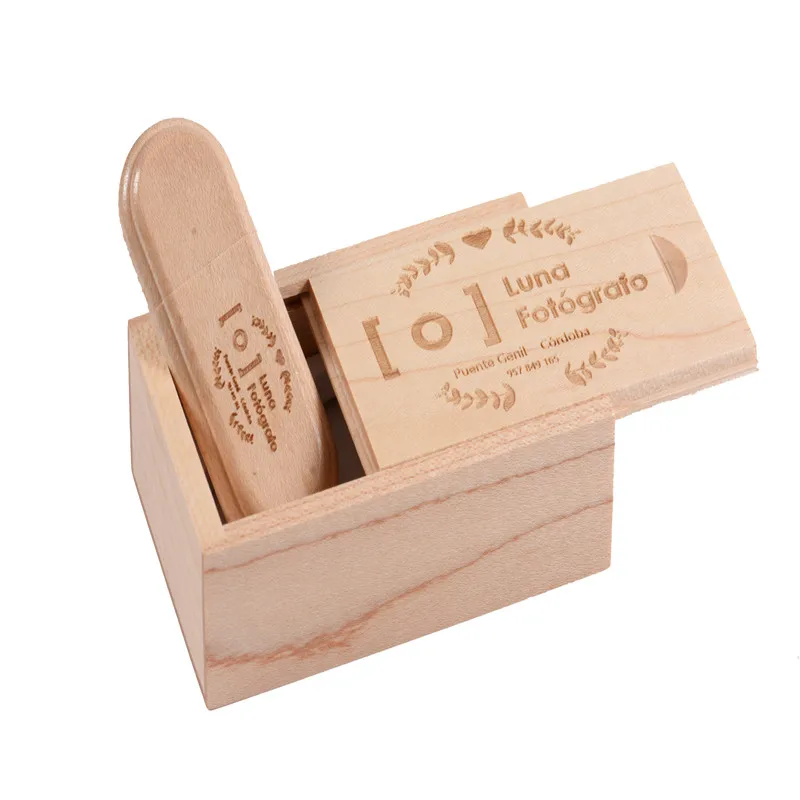 SHANDIAN акции деревянный USB+ push box USB флэш-накопитель 4 ГБ 8 ГБ 16 ГБ 32 ГБ 64 ГБ клен дерево логотип скульптура для свадебного подарка