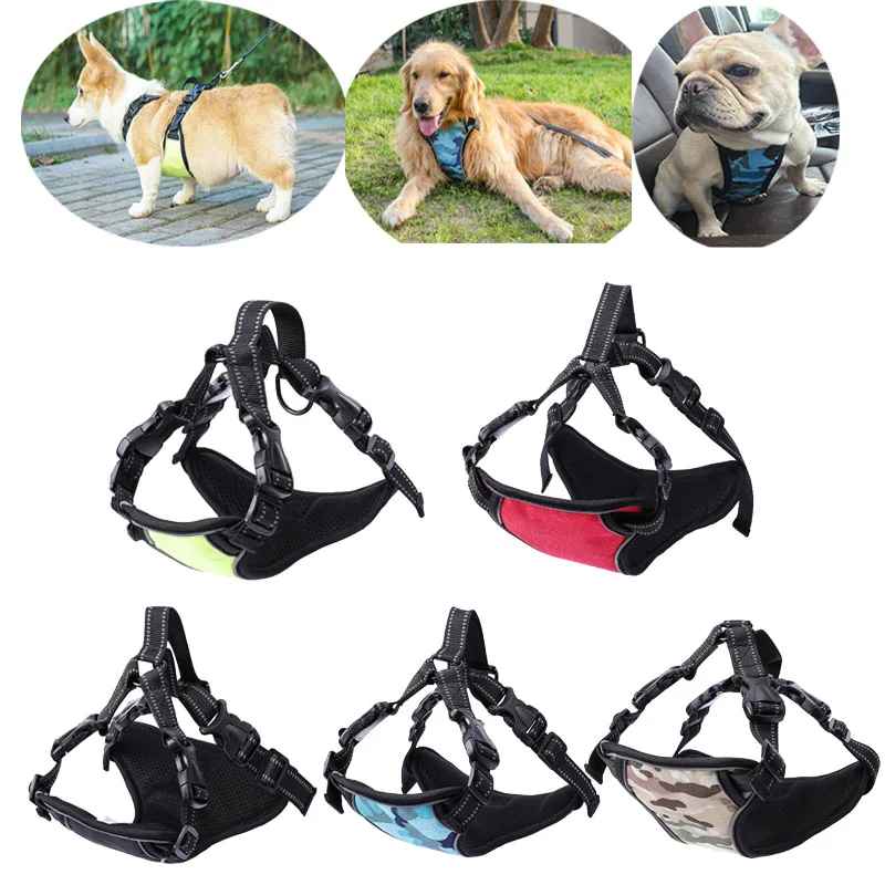 Dog Safety Vest Harness Pet Dog Adjustable Car Safety Mesh Harness
