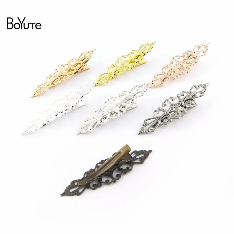 BoYuTe 20Pcs 1557MM Filigree Flower Hair Clip Vintage Style 7 Colors Plated Women Hair Accessories Hairgrip (3)