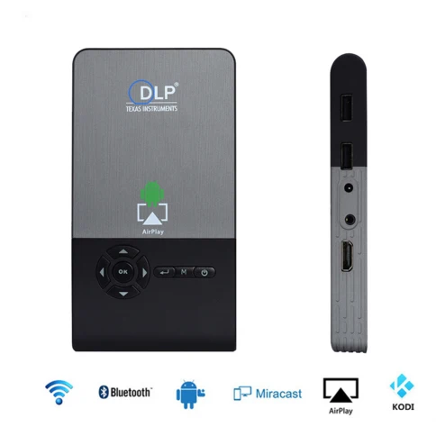 Мини-проектор Портативный Карманный DLP Wifi Bluetooth проектор DLNA Android OS 1G+ 8G/32G rom встроенный аккумулятор 5000mAh домашний кинотеатр