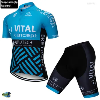 

2019 Pro UCI Team Men's Blue VITAL Cycling Jersey Set Bike Bib Shorts 12D Ropa Ciclismo Bicycle Sportswear MTB Clothing Jersey