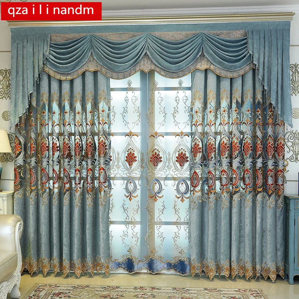 

European Curtain Fabric Curtains for Bedroom Jacquard Valance Embroidery Curtains for Living Room Window curtain kitchen/Hotel