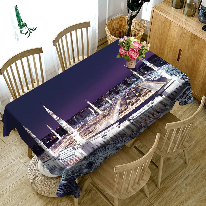 

Mosque 3D Tablecloth Cotton And Linen Dinner Table Cloth Macrame Decoration Lacy Table Cover