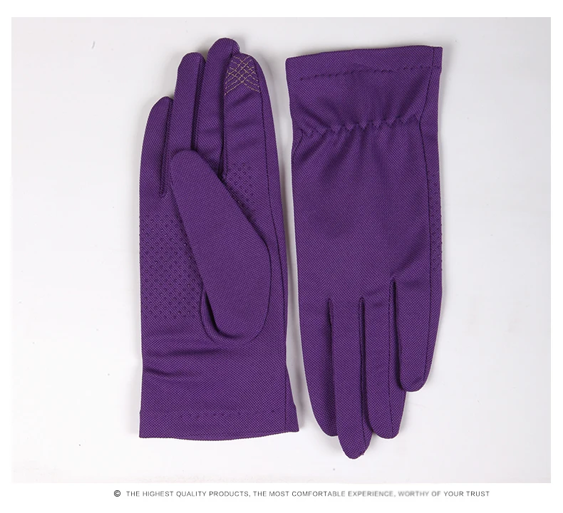 Перчатки для вождения женские солнцезащитные тонкие стильные летние дышащие Нескользящие пять пальцев женские перчатки указательные сенсорные SZ103W1