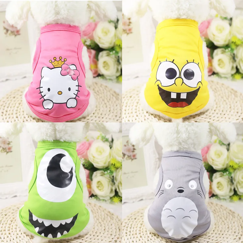 

Fashion Cartoon Printed Pet Cat Vest Breathable Mesh Cat Clothes Small Dog Puppy Shirt in Spring and Summer Cheap Pet Apparel