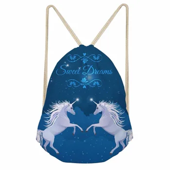 

ThiKin Fashion 3D Galaxy horse Print Women Men Drawstring Bags Punch Pocket Backpacks Travel Beach Rucksack for Teen Girl