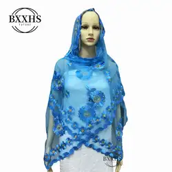Африканская Женская шаль мусульманская вышивка хлопок шарф хиджаб шарф небольшой размер шарф для шали
