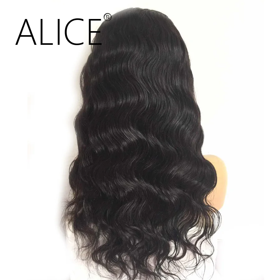 Алиса волнистые человеческие волосы на фронте шнурка с волосами младенца 130% Remy парики шнурка на фронте для черных женщин бесклеевая бразильский кружевной парик