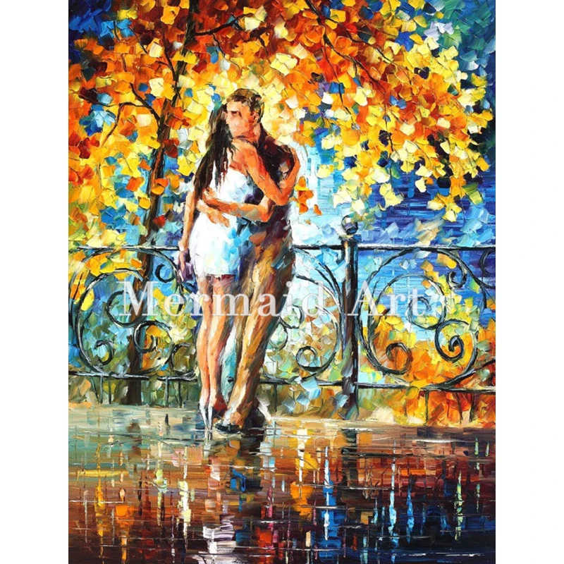 

Hand Painted Oil Painting On Canvas For Abstract Deep Hug Thick Palette Knife Painting Living Room Decor Artwork Fine Art