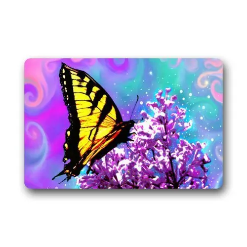 Memory Home Butterfly and Flower Art Doormats Floor Mat Door Mat Rug