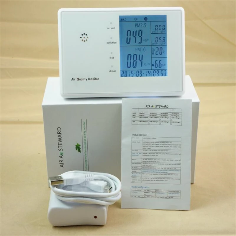Портативный детектор газа HCHO TVOC PM2.5 pm10 влажности качества воздуха без радона из