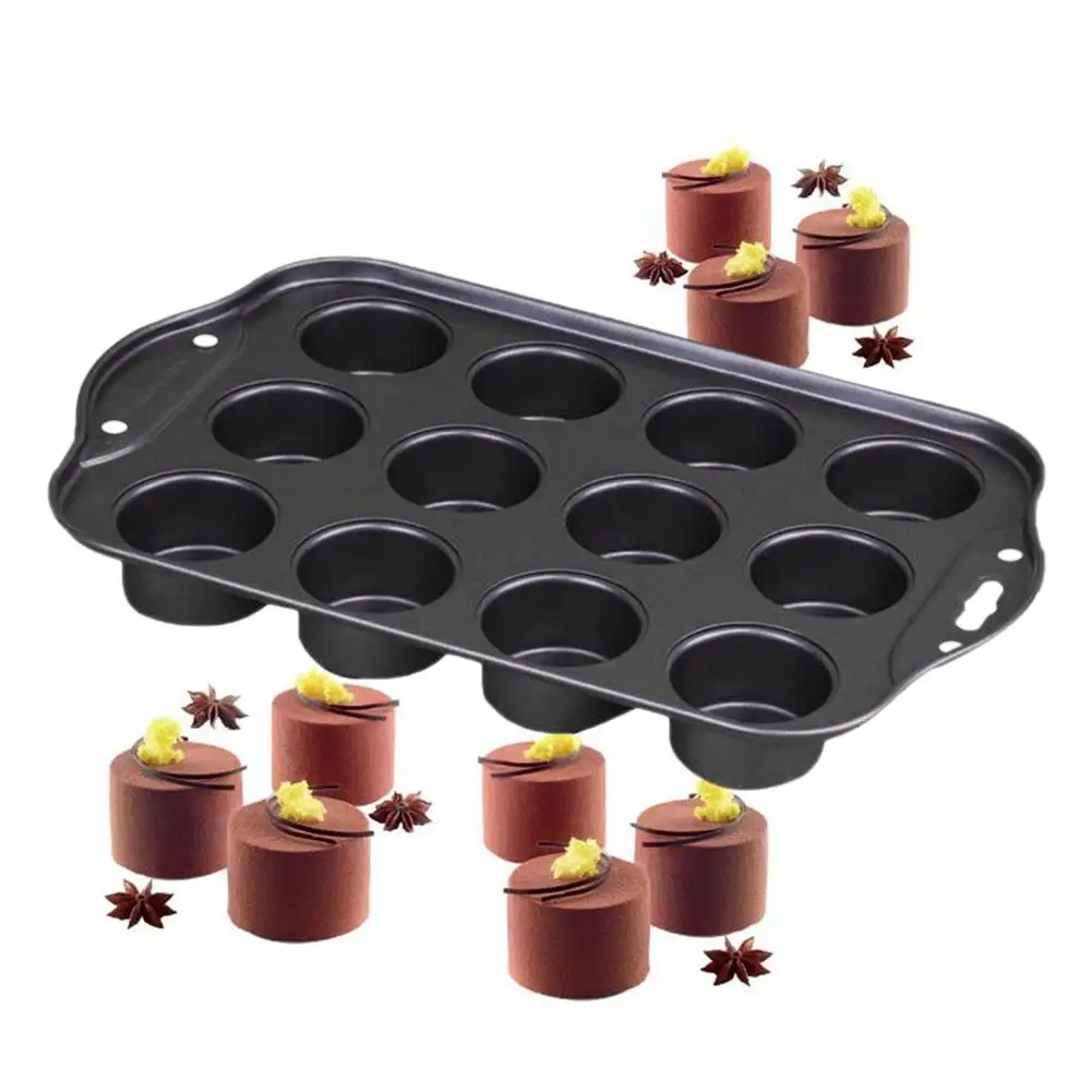 

Color Boxed Round 12 Hole Non - Stick Cake Mold Baking Tray Conjoined Live Bottom Hurricane Cake Mold Baking Premium Bakeware