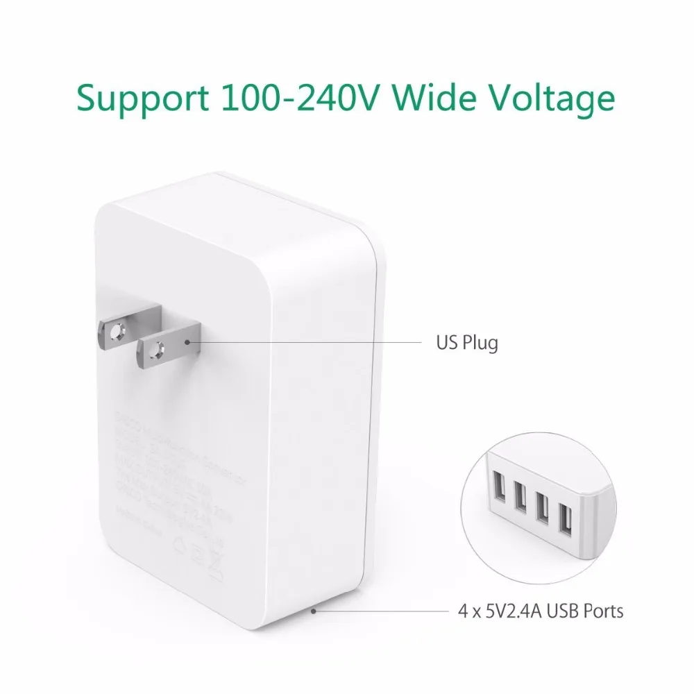 ORICO Универсальный адаптер для преобразования питания с 4 USB 1 AC 20W мульти выходная