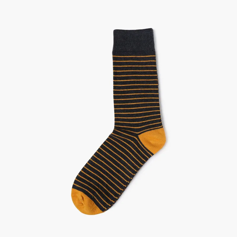 Мужские носки Новая мода 1 пара мужские Повседневные Дышащие носки цветной принт в горошек длинные мужские модные счастье хлопок носки Высокое качество - Цвет: Yellow Striped