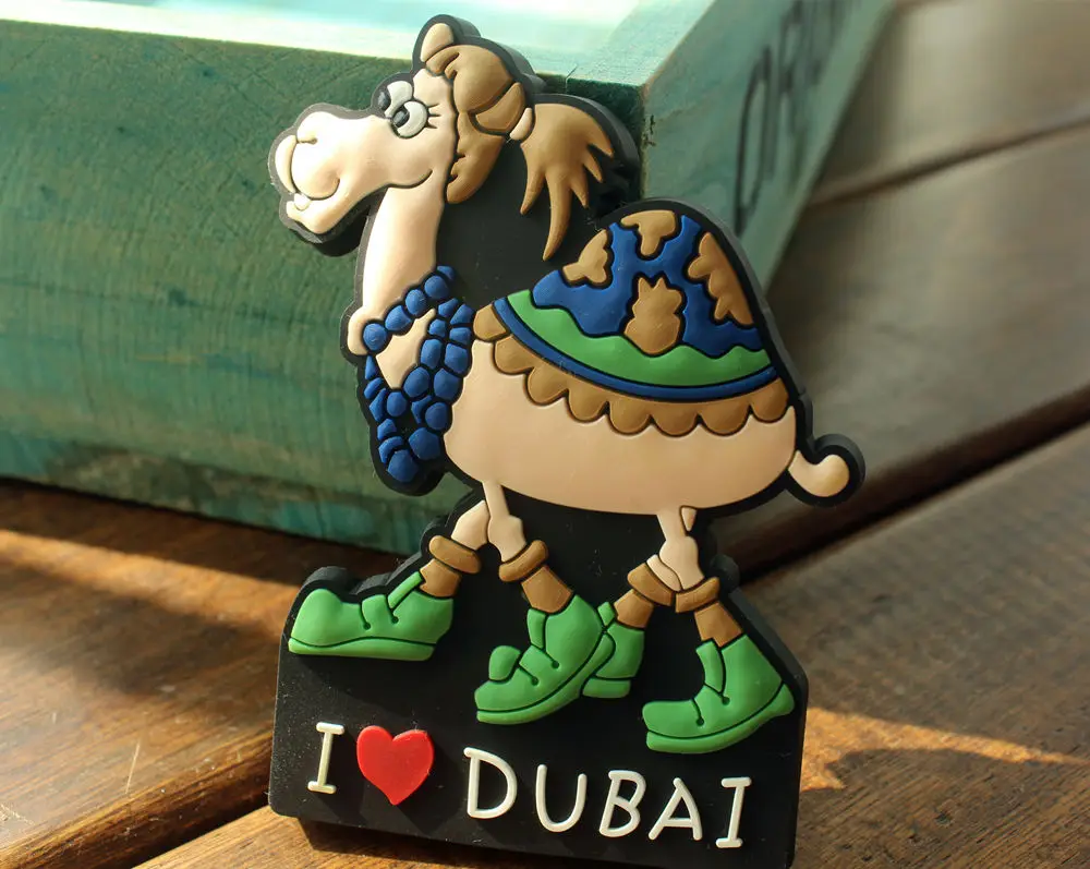 I Love Dubai, Funny Cartoon Camel Animal Rubber Fridge Tourism
