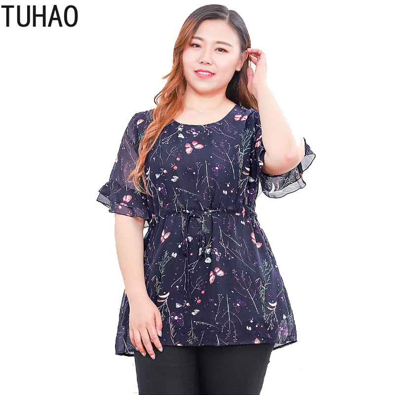 

TUHAO High Quality Mother Womens Tops and Blouses Summer Plus Size 10XL 9XL 8XL Print Streetwear Pullover Chiffon Shirt 6xl