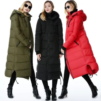 

SNOW IMAGE Township equipment export women Thicken casual over the knee and long down jacket 400 grams of cashmere