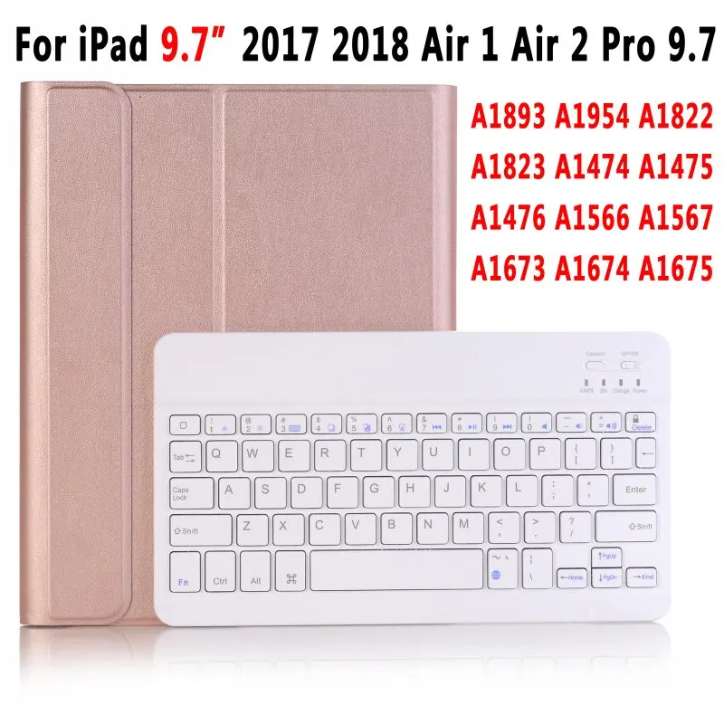 Тонкий беспроводной Bluetooth клавиатура карандаш Слот Чехол для Apple iPad 9,7 Air 1 2 3 10,5 Pro 11 Pro 12,9 крышка - Цвет: RoseGold for 9.7inch