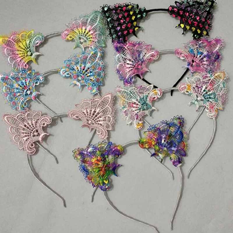 Luminous Hair Light Up Toys Headband Kids Luminous Lace Cat Ears Hair Light Flashing Hairband New Year Glow Party Supplies (5)