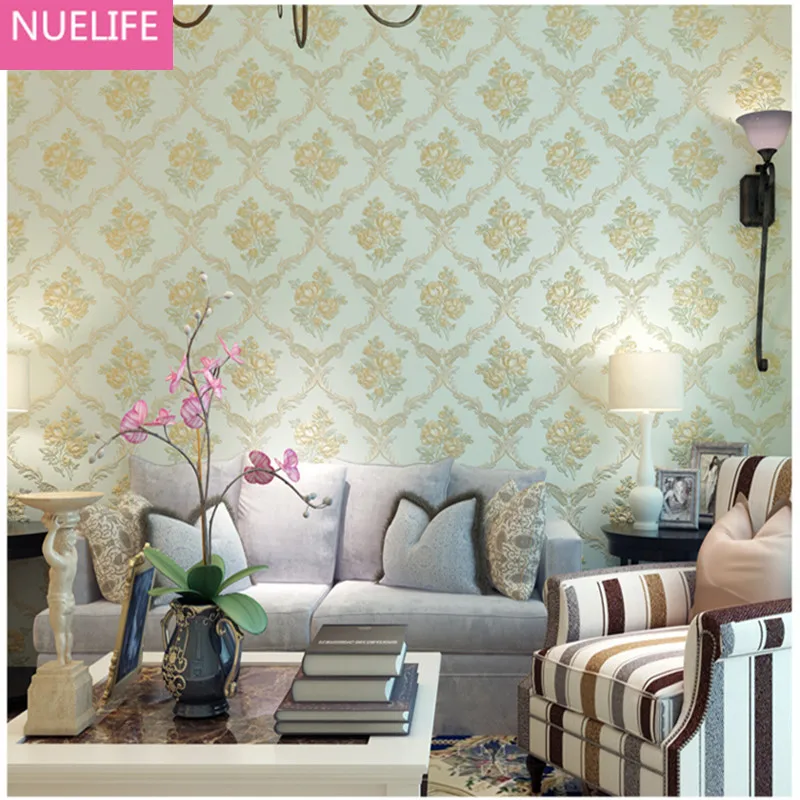 

0.53x10m Pastoral European Non-woven Wallpaper 3d flowers Style Living Room Bedroom Wedding Room TV Background Wallpaper
