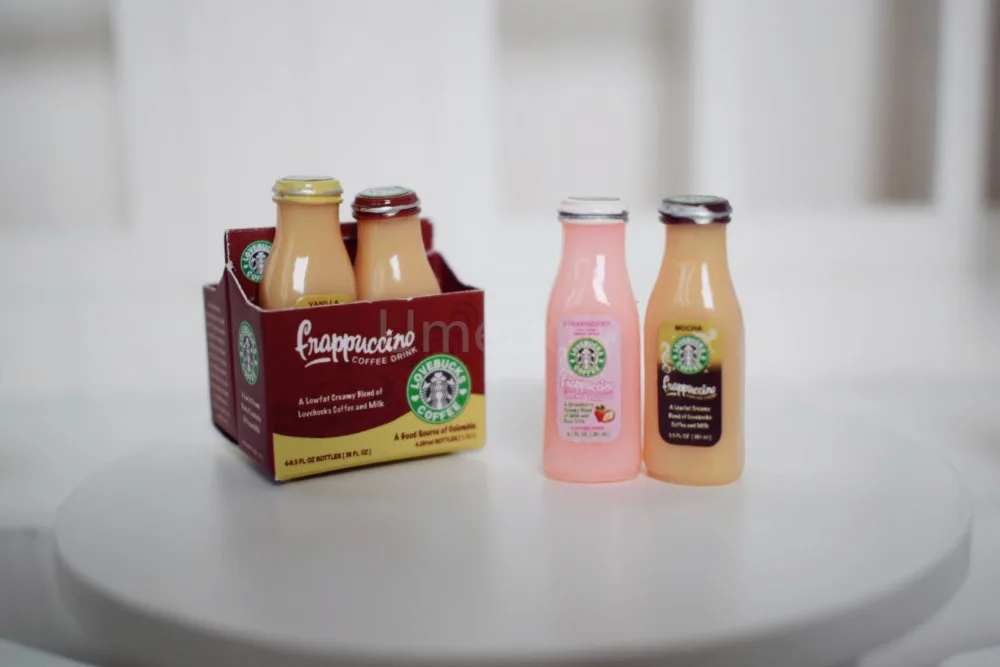 1/6 милые мини 4 бутылки для кофейных напитков Frappuccino с коробкой кукольный домик миниатюрная еда для Барби Blyth Doll