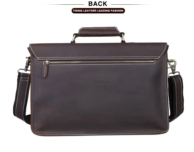 Tiding Мужские портфели из натуральной кожи, 14 дюймов, сумка для ноутбука, винтажная сумка через плечо, сумка-мессенджер, деловая сумка, коричневая