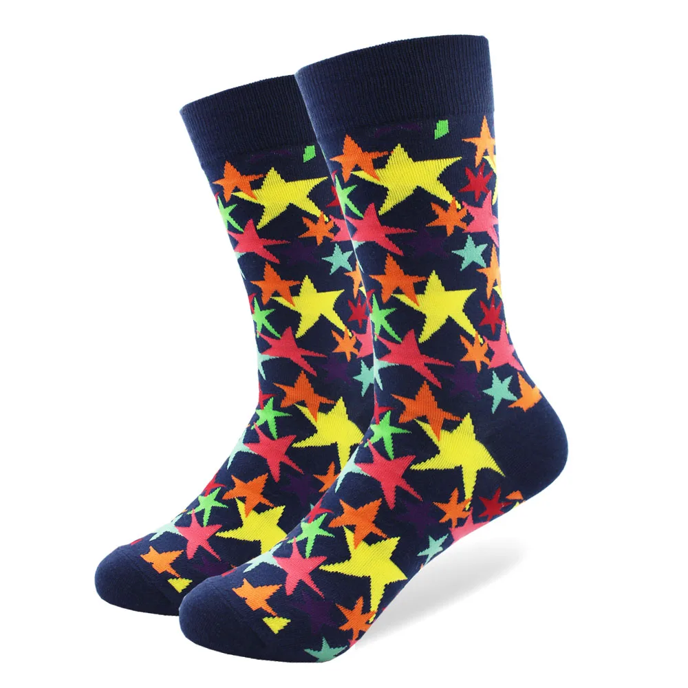 5 пар/лот 2018 новые модные хлопковые мужские носки Harajuku звезды оригами узор длинные Красочные счастливый красочные носки Размеры 39 -45
